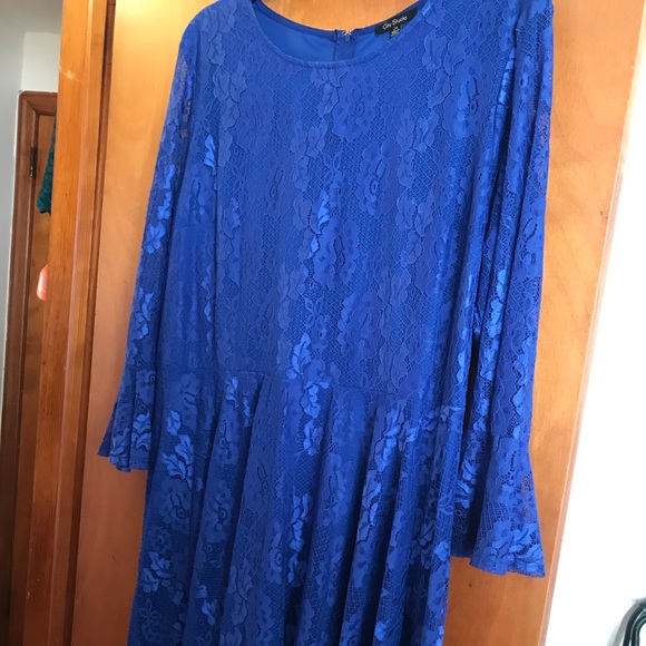 Blue Short Lace Dress - Picture 1 of 3